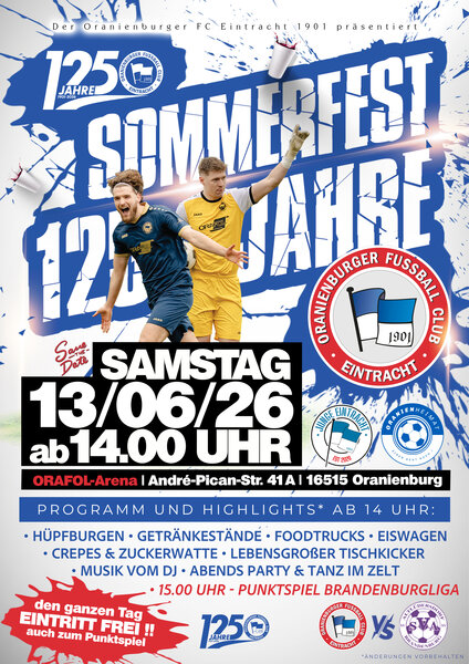 Sommerfest - 125 Jahre Oranienburger FC EIntracht 1901 e.V. (Plakat)