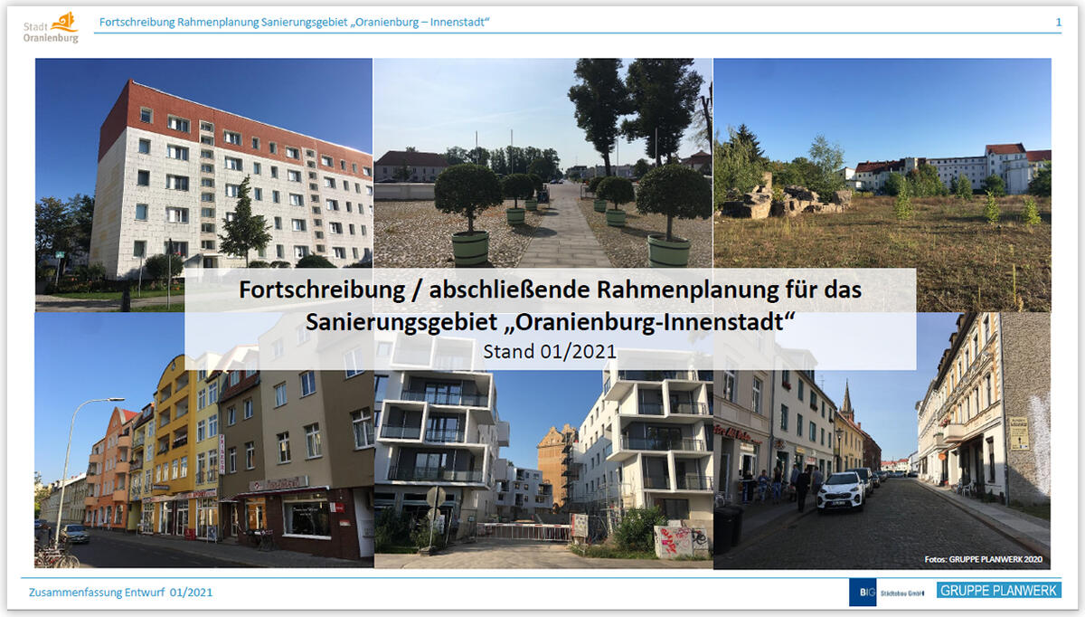 Fortschreibung/abschließende Rahmenplanung für das Sanierungsgebiet »Oranienburg-Innenstadt« (Cover)