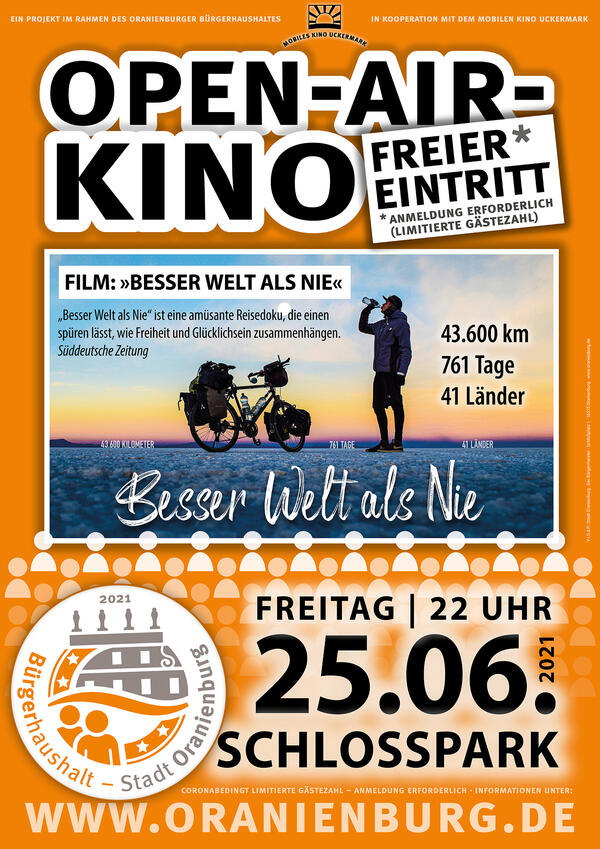 Plakat Open-Air-Kino am 25.06.2021 im Schlosspark
