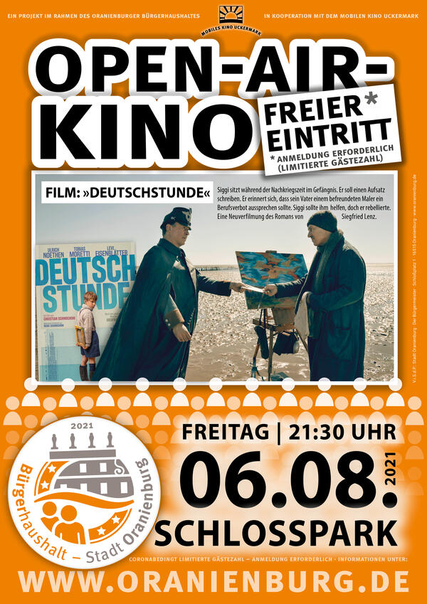 Deutschstunde - Plakat Open-Air-Kino am 06.08.2021 im Schlosspark