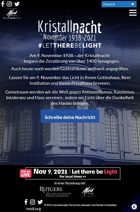 Let there be light! - Gedenken an Pogromnacht 1938