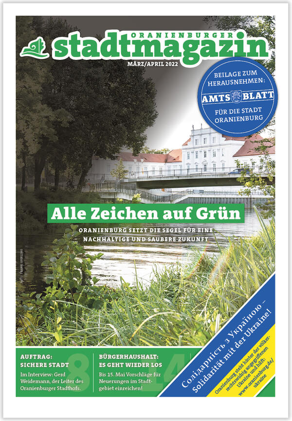 Titelseite des Oranienburger Stadtmagazins März/April 2022