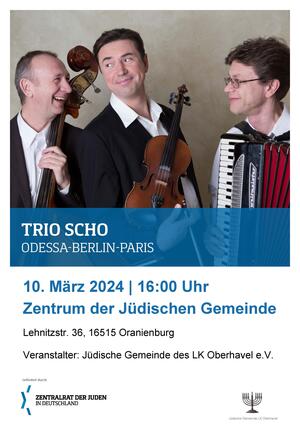Das Trio Scho spielt im neuen Jüdischen Gemeindezentrum in Oranienburg