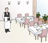 Kellner und Restaurant